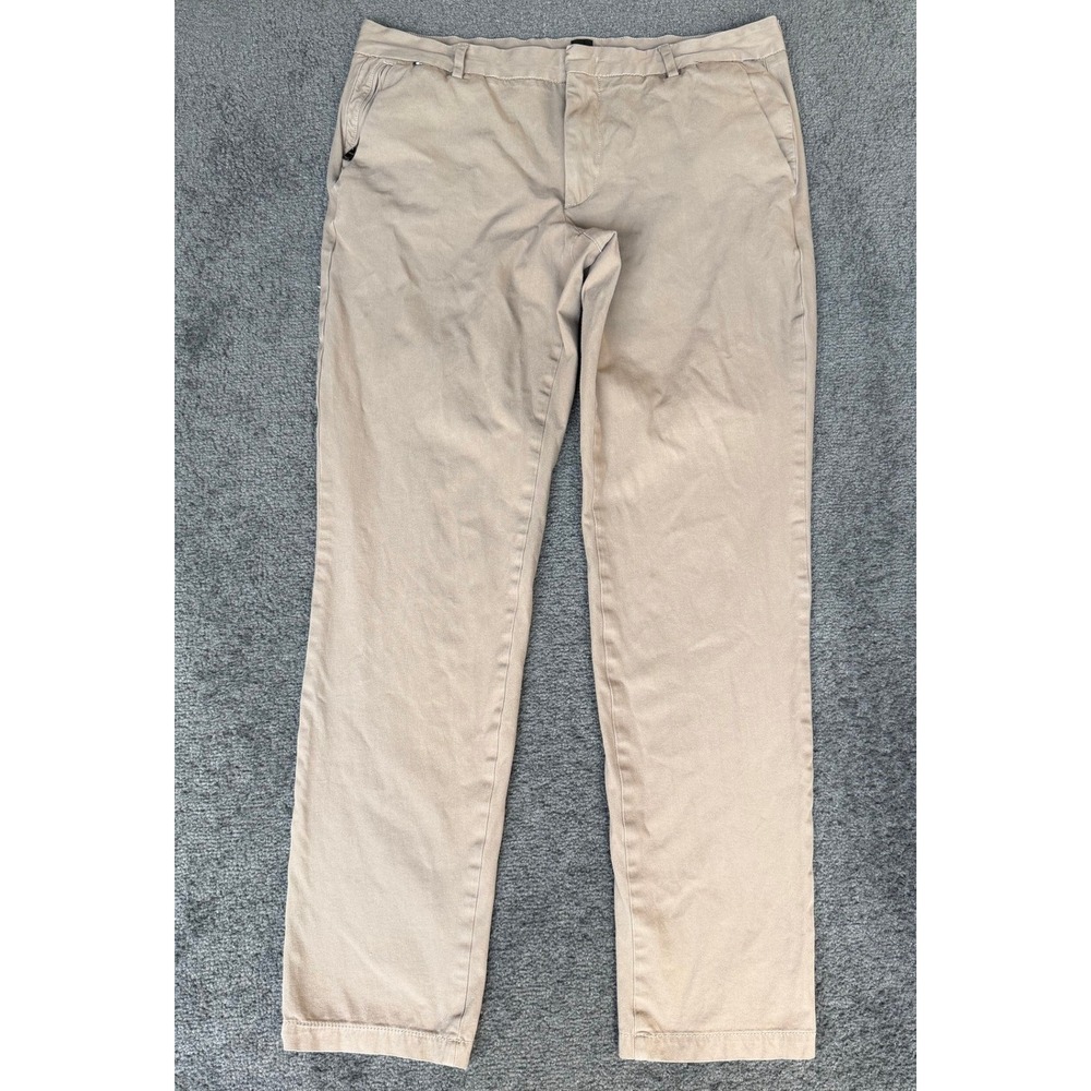 Hugo Boss Mens Chino Pants Tan Khaki Stretch Cotton Slim Straight 36R 2946